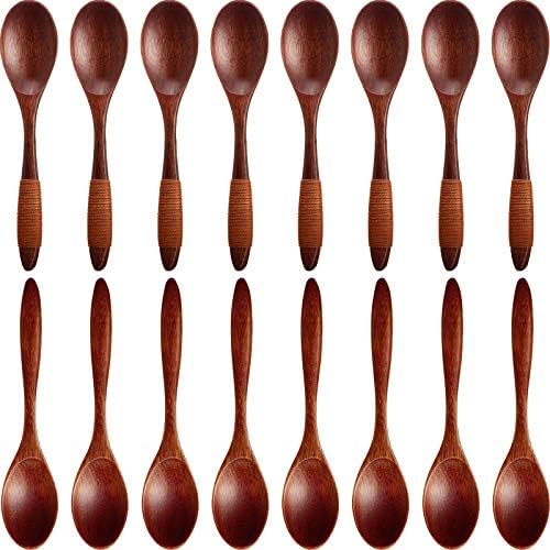 16 Pieces Small Wooden Spoons Japanese Style Mini Wooden Spoons