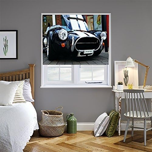 Window Roller Shades Blackout, Room Darkening Window Blinds for Patio Bedrooms Kitchens - Cobra Car Picture Print, 6' Width