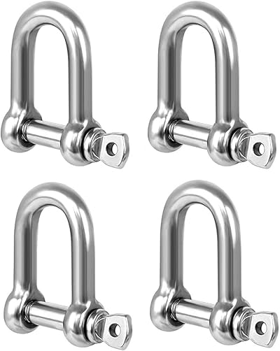 TERF M12 Heavy Duty D-Shackle 12mm Steel Pack of 4 Silver