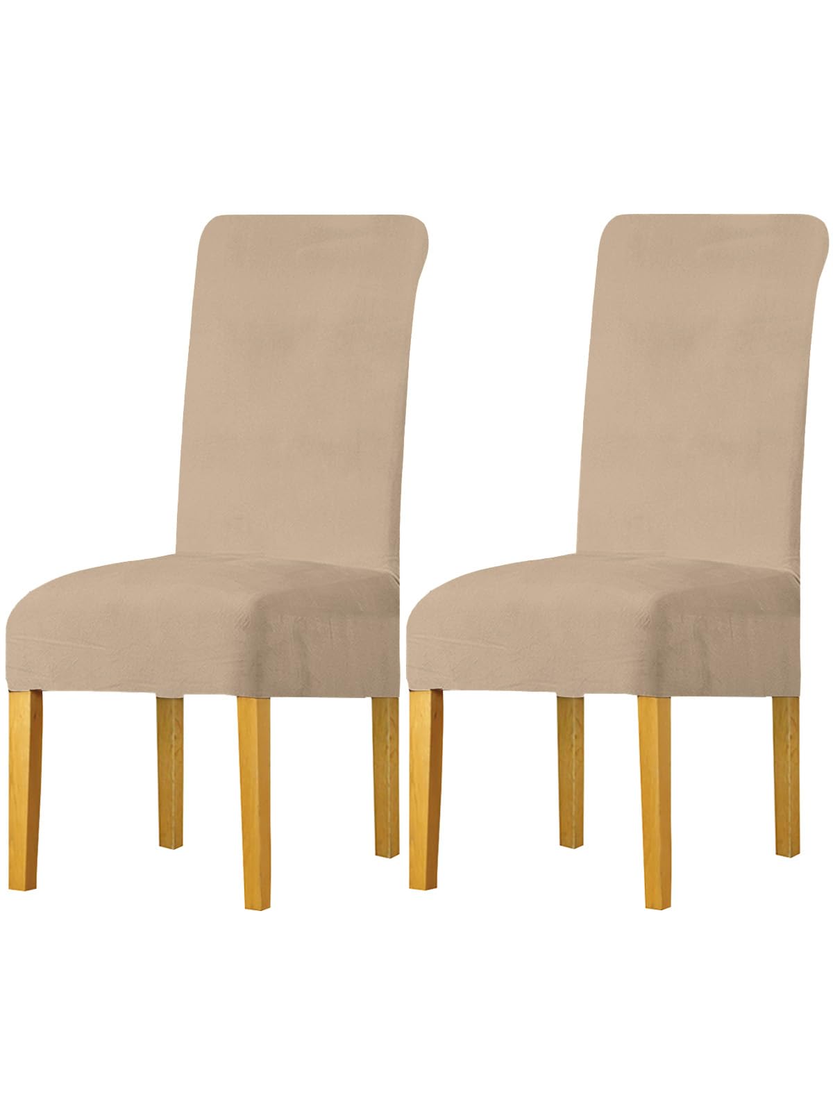 LANSHENG Dining Chair Covers Set of 2, Stretch High Back Chair Seat Protector Slipcovers, Washable Removable Kitchen Chair Covers for Dining Room (Camel, Set of 2)