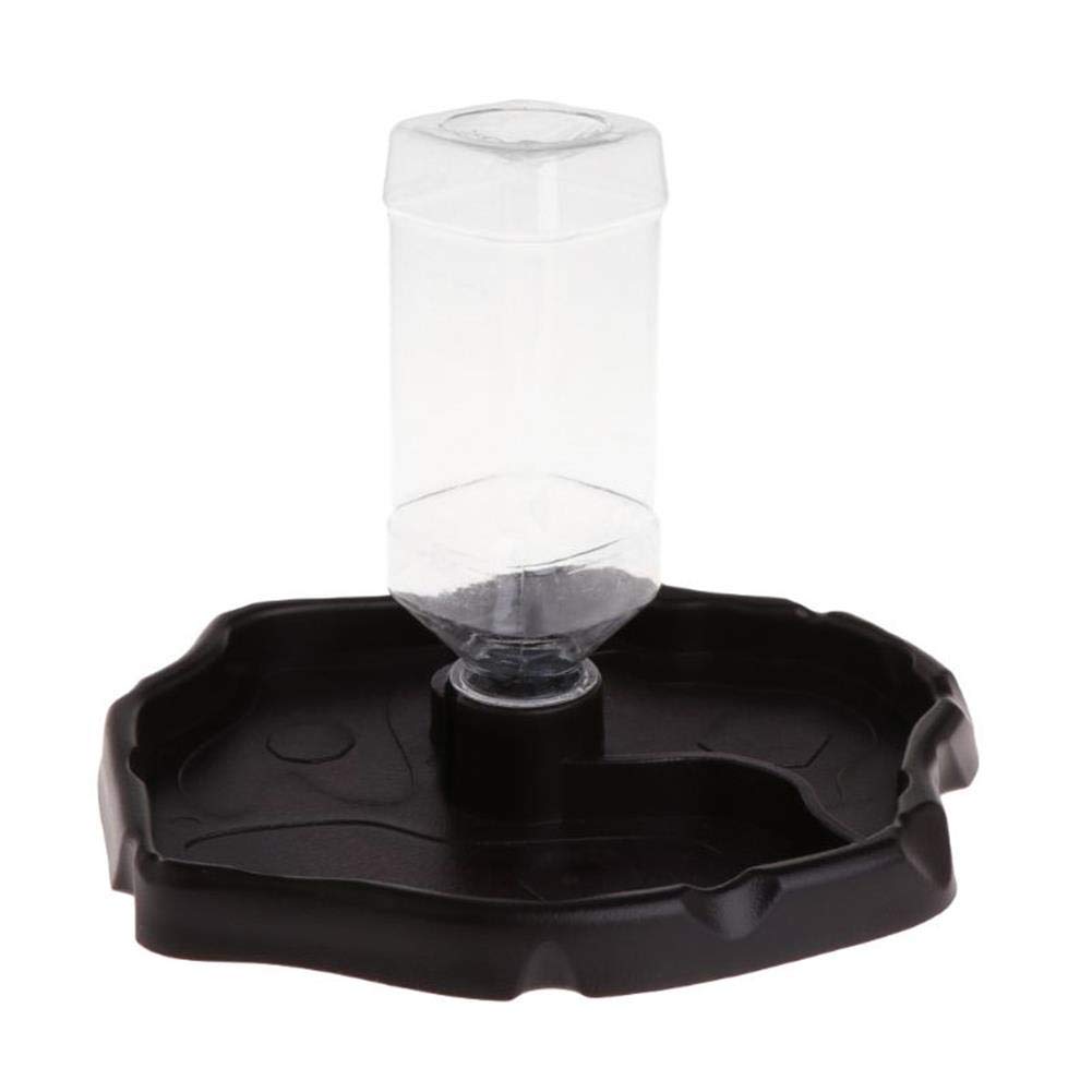 Reptile Pet Water Dish Feeder, Tortoise Lizard Food and Water Bowl 2 in 1 Automatic Feed Dispenser Drinker (Coffee)