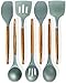 Silicone Cooking Utensils Kitchen Utensil set - 8 Natural Acacia Wooden Silicone Kitchen Utensils Set - Silicone Utensil Set Spatula Set - Silicone Utensils Cooking Utensil Set - Kitchen Tools Gadgets