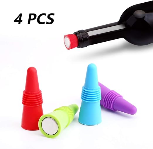 SZUAH Wine Bottle Stopper (Set of 10), Silicone Reusable Wine and Beverage Bottle Stopper