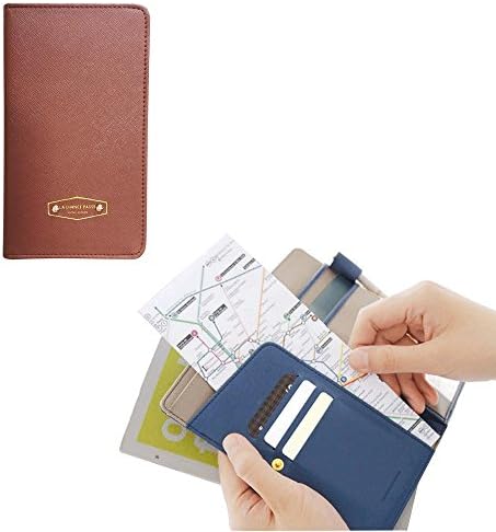 Business Card Holder, PU Leather Protective Travel Case Cover for Air Ticket Credit Card Cash Pocket Money Passport (Coffee)
