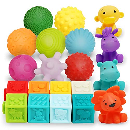 Sensory Balls, Baby Blocks & Buddies, 20Pieces Activity Toy for
