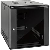 Tecmojo 12U Wall Mount Server Cabinet IT Network Rack Enclosure Lockable Door and Side Panels Black,Cooling Fan,Glass Door,17.7inch Depth,for 19” IT Equipment,A/V Devices