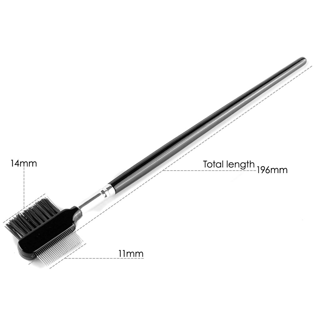 KINGMAS 3Pcs Duo Eyebrow Brush and Spoolie & Eyelash Comb Curlers & Steel Brow Brush Comb Makeup Grooming Tool: Beauty