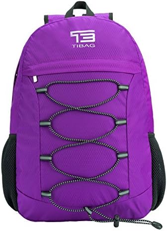25L TIBAG Water Resistant Lightweight Packable Folding Foldable Daypack Backpack (NICE PURPLE, LARGE)