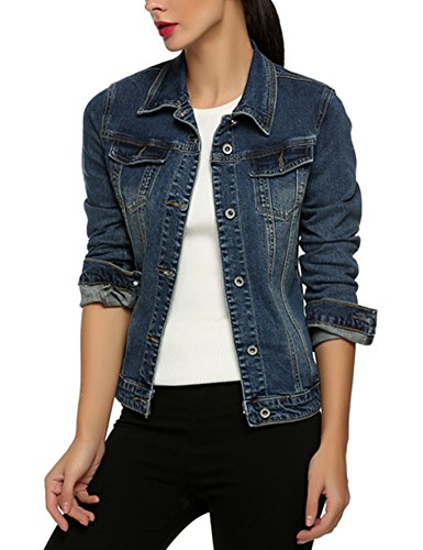 Mofavor Womens Slim Fit Cropped Demin Jean JacketLight Blue XXL