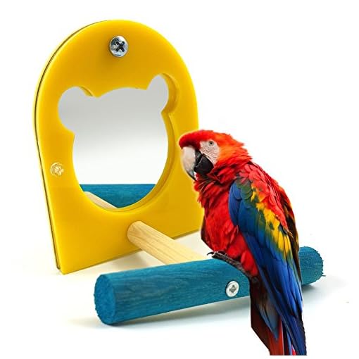 CqmzpdiC Easy to Install, Parrot Mirror, Bird Cage Decor Toy Acrylic