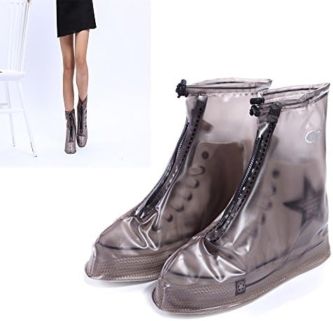 Reusable Women Men Waterproof Rain/Snow Shoes Cover Adjustable Zippered Over Shoes Slip-resistant Wear-resistant Thicken Sole Shoes Covers XXXL