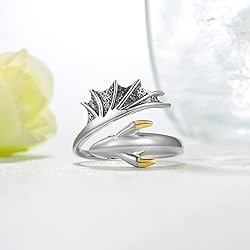 Daixiya Dragon Ring 925 Sterling Silver Adjustable