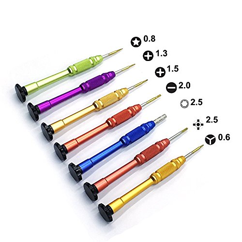 Fixinus Complete 7-Pieces Precision Screwdriver Set, Tripoint Y000 Phillips PH000 Special Phillips 2.5 Pentalobe 0.8(P2) Hex M2.5 & Flat Driver Bits for iPhone 7 7 Plus 6 6S Apple Watch iPad Macbook
