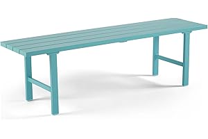 RICNOD Outdoor Bench Patio Bench Backless, Aluminum 53.1" x 13.2"x 15.2"Rust-Proof for Porch, Backyard and Garden, Blue
