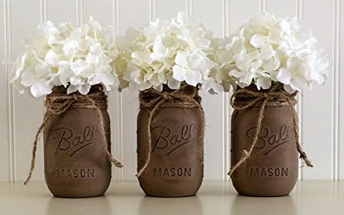 Mason Jar Set - 3 Piece, Brown, Centerpiece