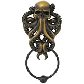 Pacific Giftware Decorative Octopus Skull Monster Resin Door Knocker with Cast Iron Knocker Wall Sculpture