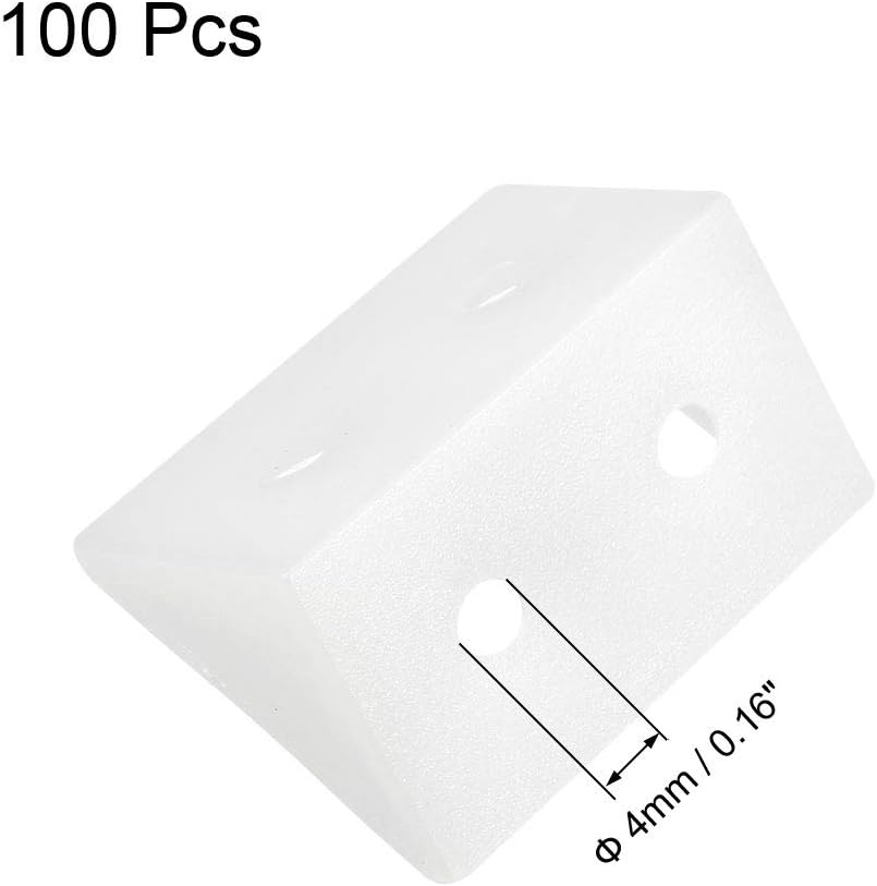 sourcing map Shelf Cabinet Door 90 Degree Plastic Corner Braces 4 Holes Angle Bracket, 100 Pcs, 4 Holes - 100 Pcs - Image 3