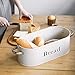 SveBake Bread Box for Kitchen Counter Vintage & Retro Metal Bread Bin with Bamboo Lid and Handle, Cream (Included a Free PDF Baking E-BOOK)