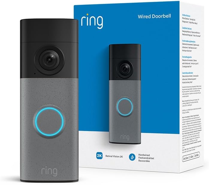 Videotürklingel Kabel (Wired Video Doorbell) (neueste Gen.), Videotürklingel-Kamera, Retinal 2K, optimierter Zoom (bis zu 6x), 30-tägiger Gratiszeitraum für Ring-Abonnement