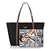 CHICECO Basic Large Travel Tote Shoulder Bag for Women - Black + Brown/20.5 Length