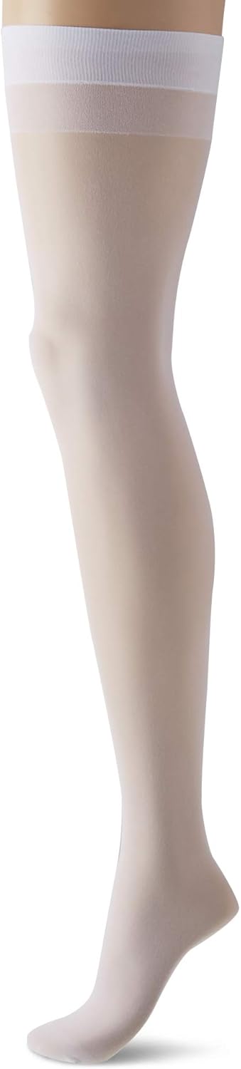 Dreamgirl Women's Sheer Thigh High with Backseam Socks, White, One Size: White Stockings: Clothing