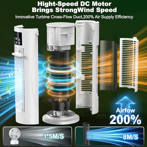 Portable Air Conditioner - 3 Speeds & Storm Mode & Mist Spray, Tower Cooling Fan with Timer, Evaporative Air Cooler 120° Oscillation for Home, Office, Bedroom - Portable AC Standing Fan