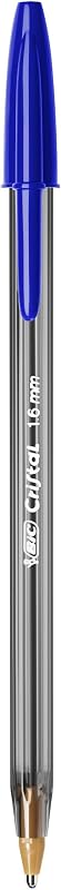 Canetas bic cristal de ponta média grande, para escola, escritório ou casa, azul, pacote com 50 (1,6 mm)
