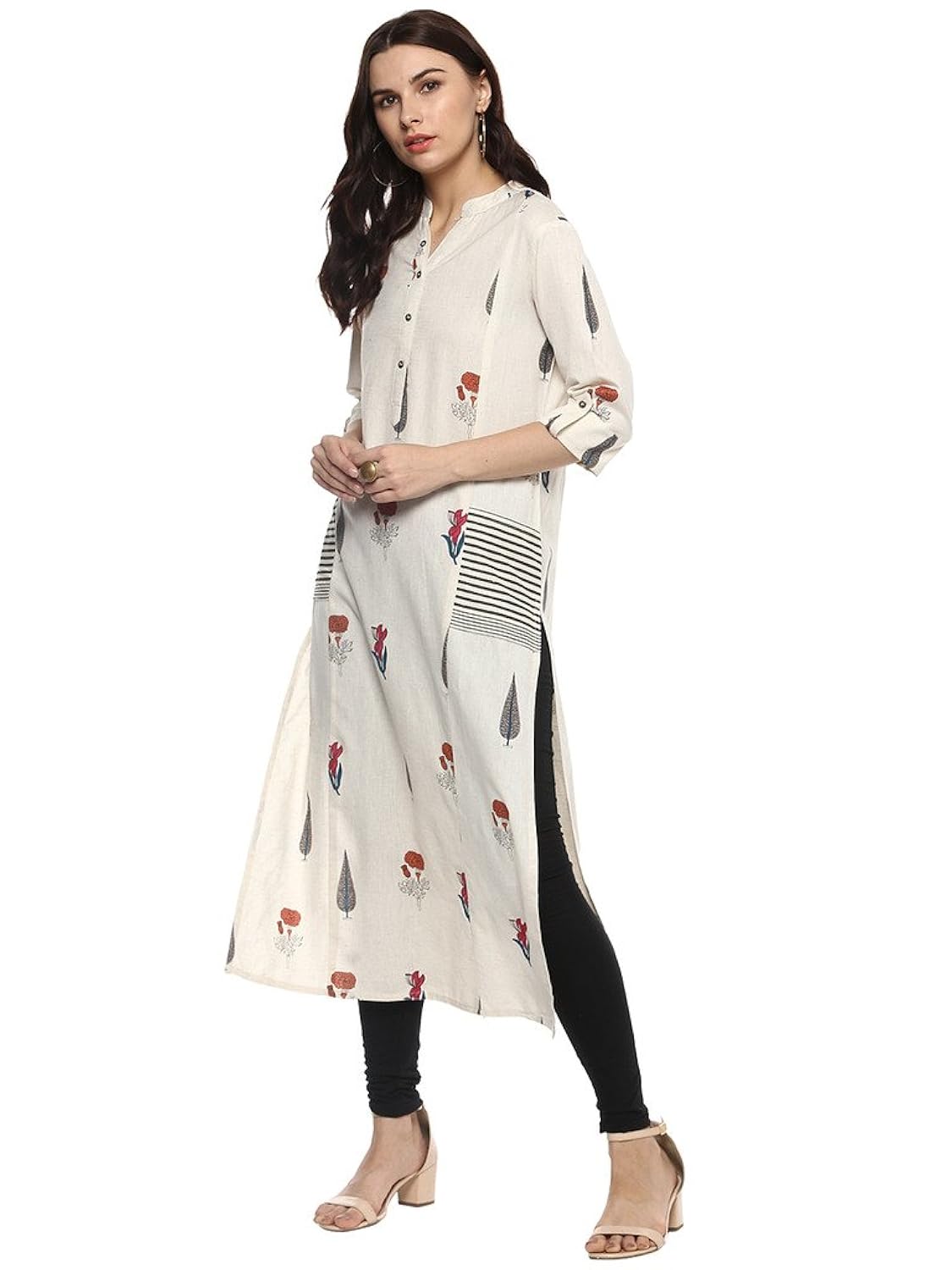 divena women's khadi straight kurti with pockets