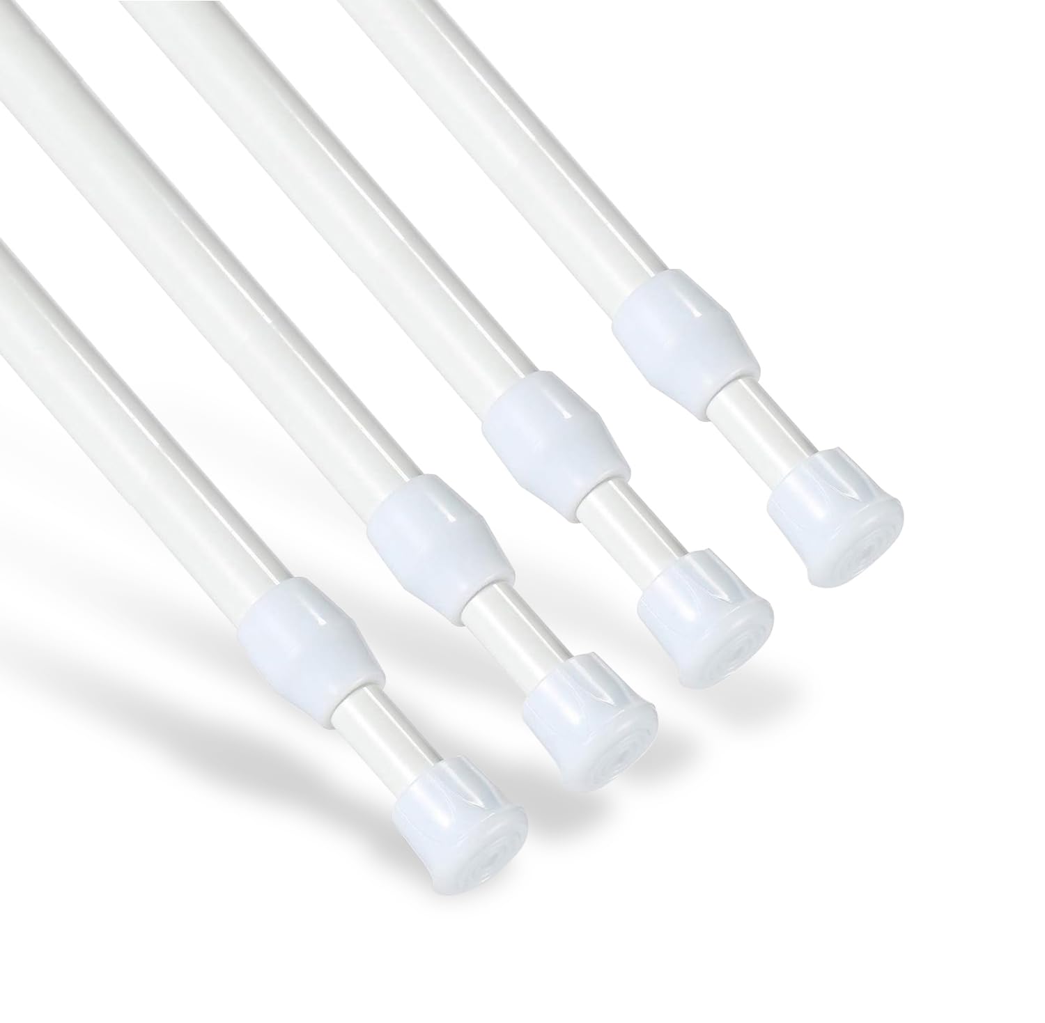 Goowin 4Pcs Tension Rod, 70-120 cm Tension Rods for Windows, No Drilling Rustproof Spring Adjustable Tension Curtain Rod for Doors Windows Wardrobe Bars, Drying Support Rods(White)