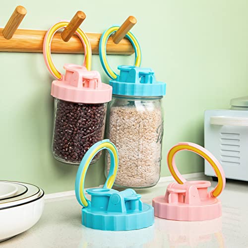 Mason Jar Lids, Wide Mouth Flip Cap Mason Lids with Straw Reusable