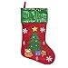 Gift Boutique Set of 3 Christmas Stockings 18” Sequin Holiday Stocking Decorations, Red Green and Blue Colors Santa Claus Snowman & Tree Character Design Party Favor Accessories for Fireplace Decor