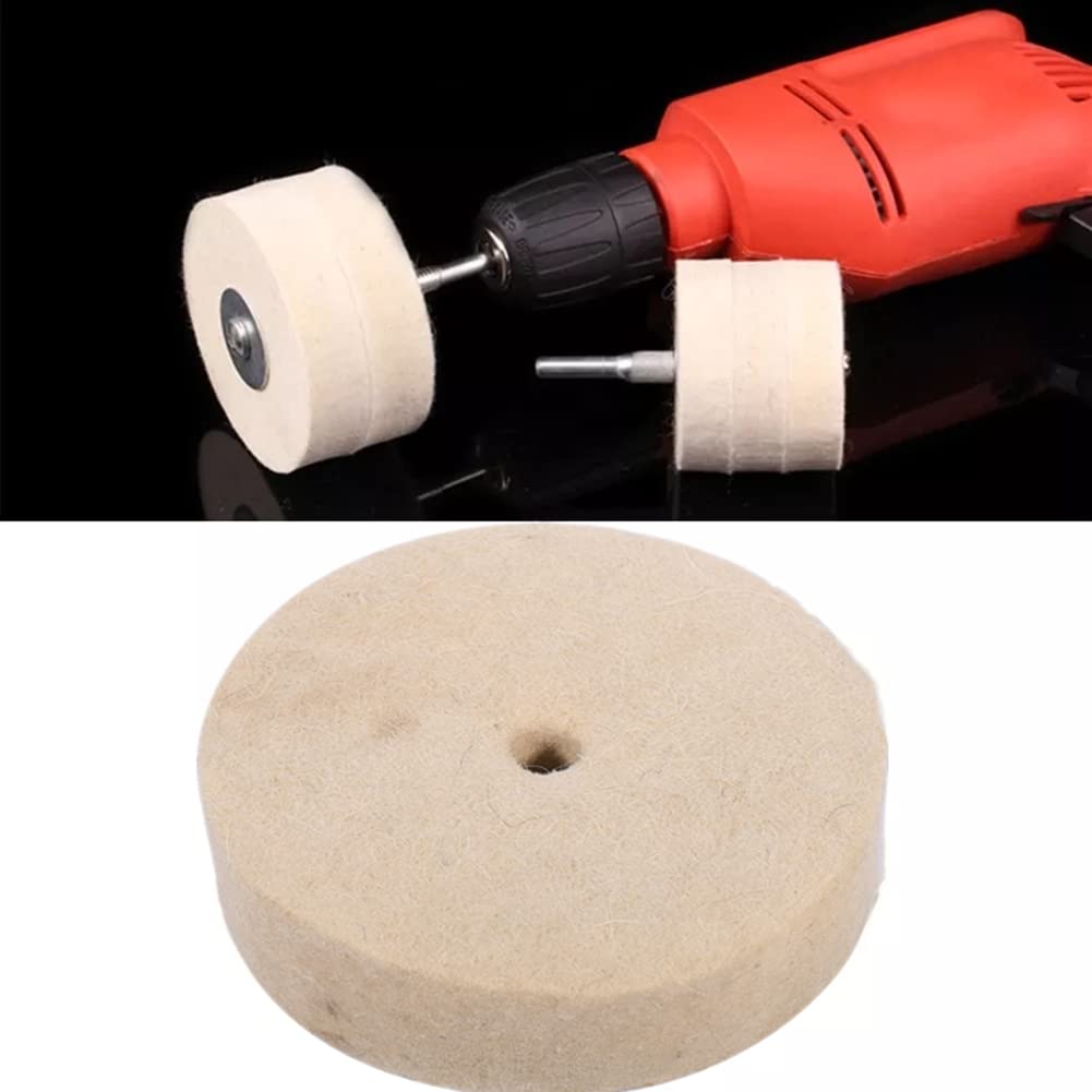 4 Inches Beige Wool Felt Polishing Wheel Round Buffing Grinding Wheel Wool Soft Felt Polisher Disc Pad