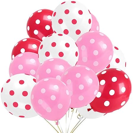Amazon 風船 強度プラス 可愛い 水玉 誕生日 パーティー 結婚式 30cm 100個セット ピンク レッド ホワイト 風船 バルーン おもちゃ
