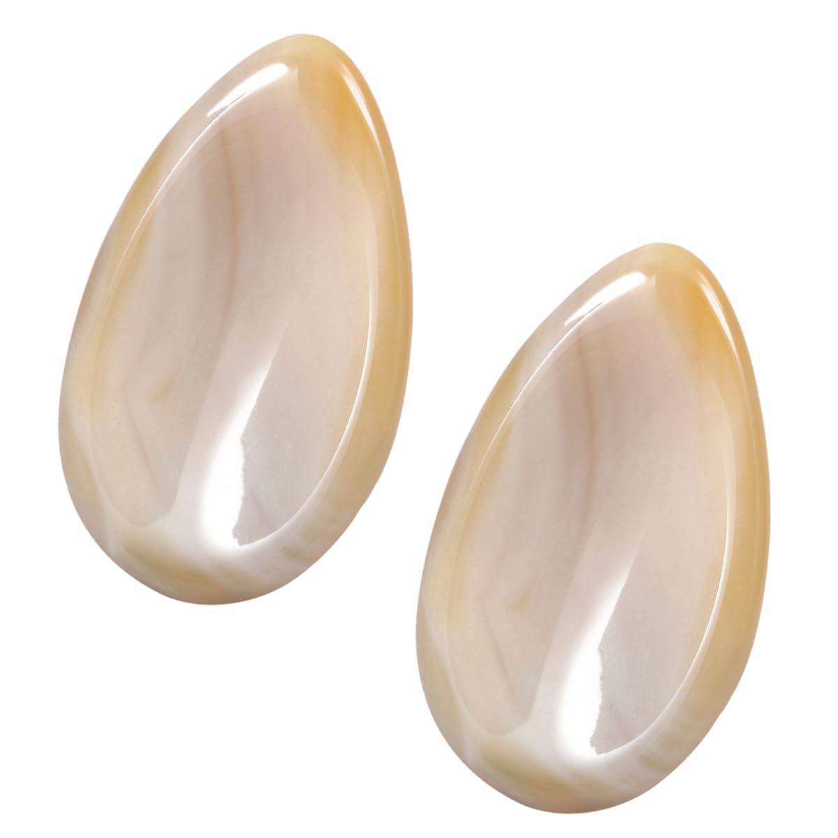 mookaitedecor Pack of 2 Natural Agate Crystal Thumb Worry Stones for Anxiety Stress Relief, Polished Water Drop Pocket Stones Palm Quartz Healing Crystal Gifts for Reiki Chakra Balancing