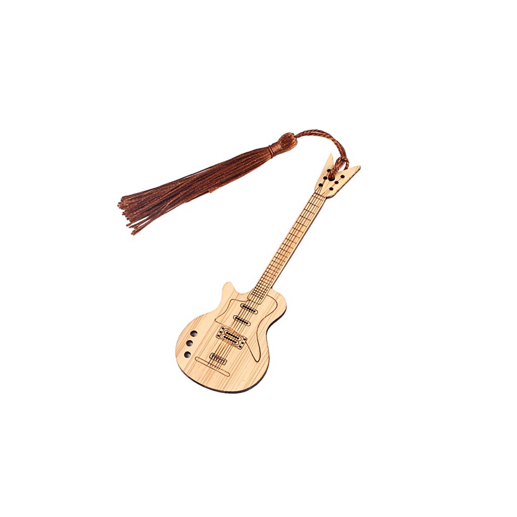 Alnicov Design Guitar Bamboo Bookmark with Tassels for DIY Projects and Gifts Tags-1C11