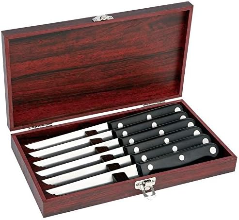 6 Piece European-Style Steak Knife Set in Wood Box Kitchen Knives Cutlery Tools