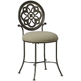 Hillsdale, Marsala Metal Vanity Stool with a Circular Geometric Back Design for Makeup Room or Bathroom, Gray