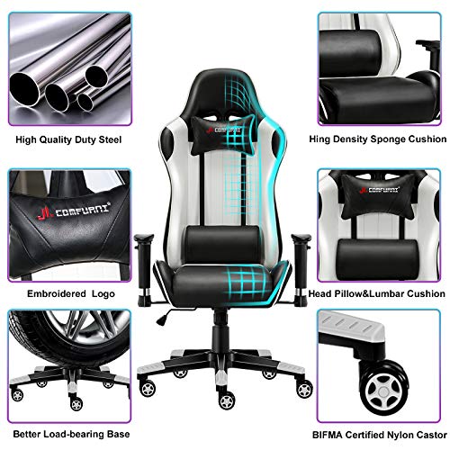 JL Comfurni Gaming Chair Office Chair Racing Style Ergonomic Swivel