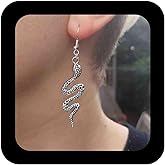 Iaceble Punk Snake Dangle Earrings Silver Snake Earrings Long Serpent Drop Hook Earrings Gothic Animal Earrings Jewelry for Women