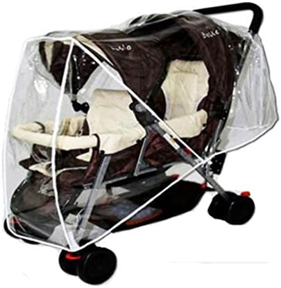 Baby Stroller Waterproof Rain & Wind Shield, Universal Pushchairs Transparent Weather Shield Dust Cover with Window for for Twin Limo Tandem 2 Canopy Double Strollers (Style 2)
