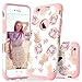 DUEDUE Case Compatible iPhone 6s Plus, iPhone 6 Plus, Floral Pineapple Slim Case Hybrid Hard PC Soft Silicone Anti-Scratch Glossy Shockproof Protective Case for Woman Girls,Rose Gold