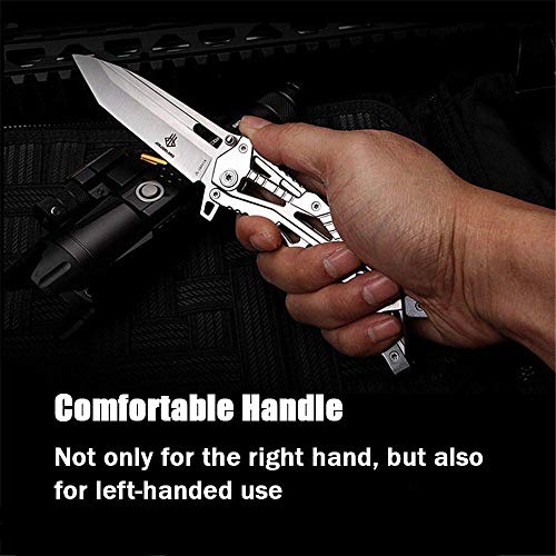 Speedy Panther Outdoor Folding Knife High Hardness Cutting Tool Portable Survival Camping Hunting Knife (White)