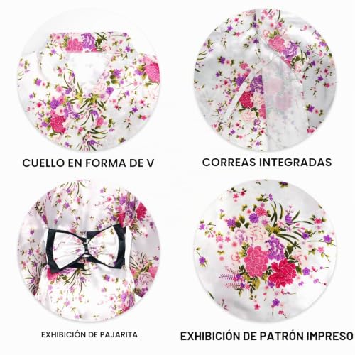 CRFASIBE 5 Pieces Long Kimono for Women, Japanese Kimono Robes with Sakura Print, Gift Set Japanese Cosplay Costume with Accessories | Japonés Style Yukata con Estampado, Disfraz de Cosplay con Accesorios, Ideal para Carnaval, Fiestas y Celebraciones