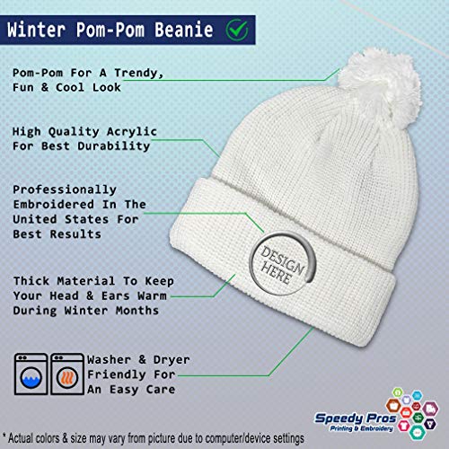 Custom Pom Pom Beanie Field Hockey Sport A Embroidery Acrylic Skull Cap Winter Hat for Men & Women White Design Only - Thumbnail 2