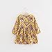 AMA(TM) Baby Girl Kids Cotton Floral Long Sleeve Princess Party Dress (4T, Yellow)