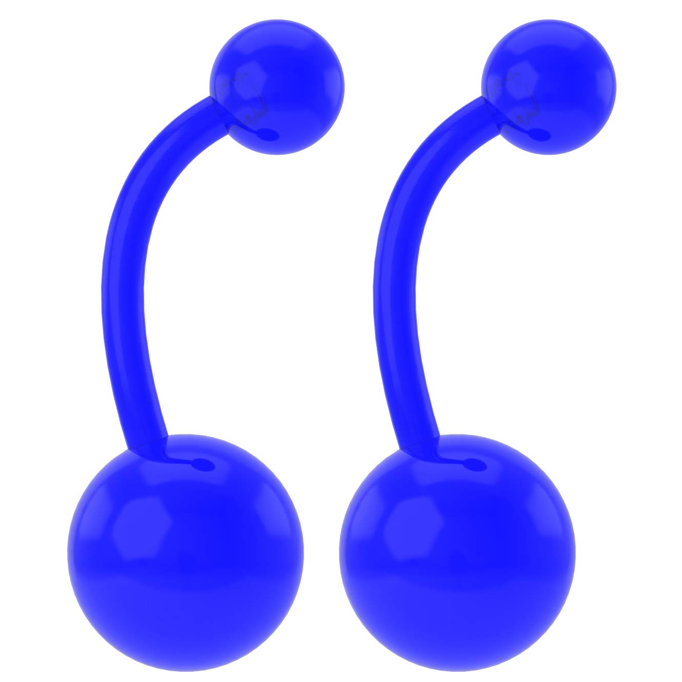 2pc 16mm Acrylic Navel Bar Banana Ring Blue Colour 10mm Bar Plastic Navel Rings 8mm & 5mm Balls Button Piercing Jewellery