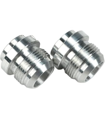 4 Pack) 3/8" Male Barb Weld In Bung Fitting Aluminum .670 Diameter Round Flange - Foto 2