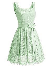 BeryLove Vestido corto para mujer, diseño floral, de encaje, para dama de honor, para cóctel, fiesta