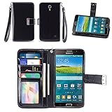 IZENGATE Samsung Galaxy Mega 2 Wallet Case - Executive Premium PU Leather Flip Cover Folio with Stand (Black)