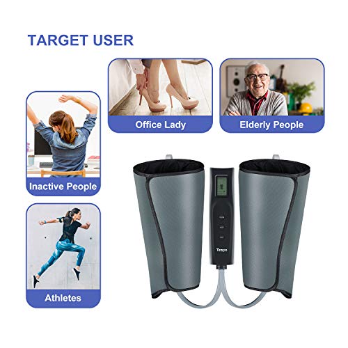 Air Compression Calf Leg Massager - Tespo Wrap Massage with Heat, Compression Boot for Circulation and Muscle Relaxation, 3 Intensities 3 Modes - Thumbnail 7